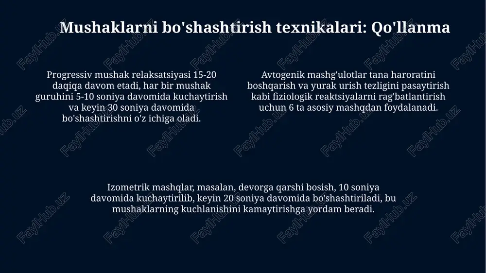 nafas olish mashqlari va mushaklarniboʻshashtirishmashqlari - Page 4