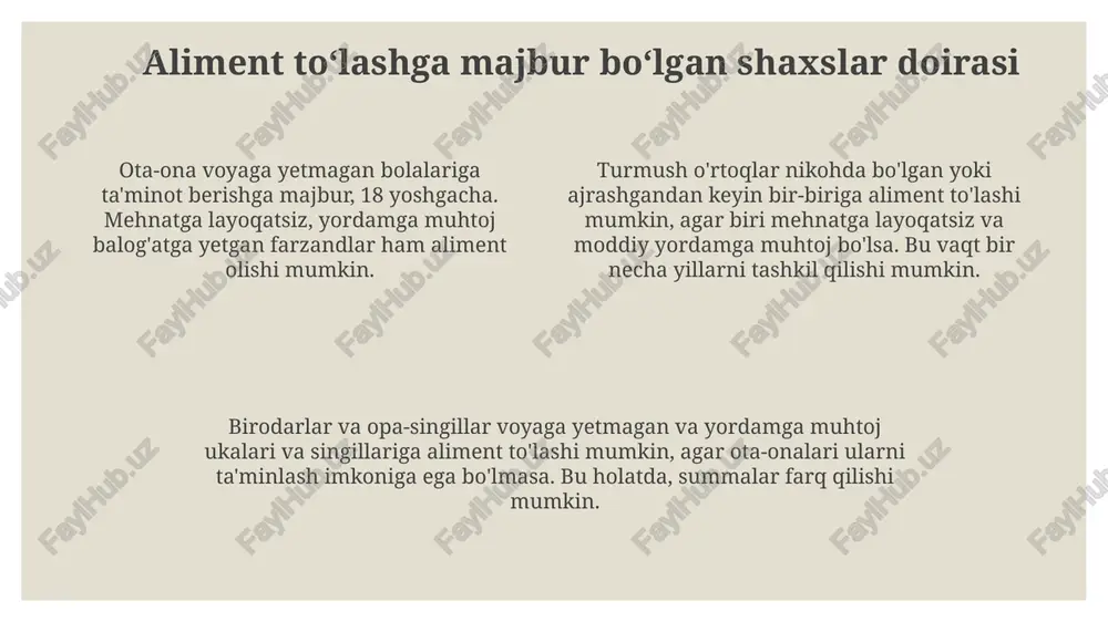 qarindoshlar va boshqa shaxslarning aliment toʻlash majburiyatlari - Page 4