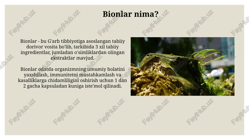 ikni 20-30% ga oshirishi mumkin, bu esa qishloq xo'jaligidagi mahsuldorlikni sezilarli darajada yaxshilaydi va global oziq-ovqat xavfsizligini mustahkamlaydi. genetik modifikatsiyalangan mikroorganizmlar yordamida tuproq tarkibini yaxshilash, azot fiksatsiyasini 45% ga oshirish va fosfor eruvchanligini oshirish orqali o'simlik o'sishini rag'batlantirishi mumkin. xulosa xulosa tadqiqotning asosiy natijalari va muhim tendensiyalarini qisqa shaklda 3-5 bandda taqdim etishi kerak, umumiy rasmni aniq aks ettirib berishi lozim. xulosa qilingan ishga asoslanib, keyingi tadqiqotlar uchun istiqbolli yo'nalishlar bo'yicha 2-3 ta aniq takliflarni o'z ichiga olishi lozim, chuqur tahlil qilinishi zarur. e'tiboringiz uchun rahmat image3.png image4.jpg image5.jpg image6.jpg image7.jpg image8.jpg image9.jpg image10.jpg image11.jpg image12.jpg image13.jpg image14.jpg image15.jpg image16.jpg image17.jpg image18.jpg image19.jpg image20.jpg