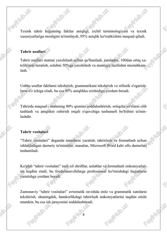 m berdi. tahrir va mualliflik huquqi mualliflik huquqi tahrir jarayonida avtorni himoya qiladi, uning asaridan noqonuniy foydalanishning oldini oladi. masalan, shaxs matnni tahrir qilib, asl muallifning huquqini buzmasligi kerak. tahrir etilgan asarning mualliflik huquqi asl muallifga tegishli bo'lib qoladi. biroq, tahrirchi tahrirga qo'shgan o'zgarishlari uchun mualliflik huquqiga ega bo'lishi mumkin. agar tahrir muhim o'zgarishlar kiritsa, masalan, 30 foizdan ortiq yangi matn qo'shsa, tahrirchi hammuallif sifatida ko'rilishi mumkin, bu mualliflik huquqiga ta'sir qiladi. tahrirning kelajagi tahrir maydonining kelajagi 2011-yilgi inqilobiy harakatlar ruhi bilan bog'liq bo'lib, demokratik islohotlar va ijtimoiy adolat uchun davom etayotgan kurash maydoniga aylanishi mumkin. maydonning kelajagi turizm va biznesni rivojlantirish, yangi infratuzilmani qurish bilan bog'liq rejalashtirish orqali iqtisodiy o'zgarishlarga uchrashi, shu bilan shaharning markaziy qismiga ta'sir qilishi ehtimoli bor. kelajak siyosiy barqarorlik, iqtisodiy o'sish va misr hukumatining maydonni boshqarish siyosatiga bog'liq; bir necha ssenariy bo'yicha, jumladan, noroziliklarni bostirish yoki kengroq erkinliklarni ta'minlash mumkin. xulosa “xulosa” atamasi tadqiqot yoki …