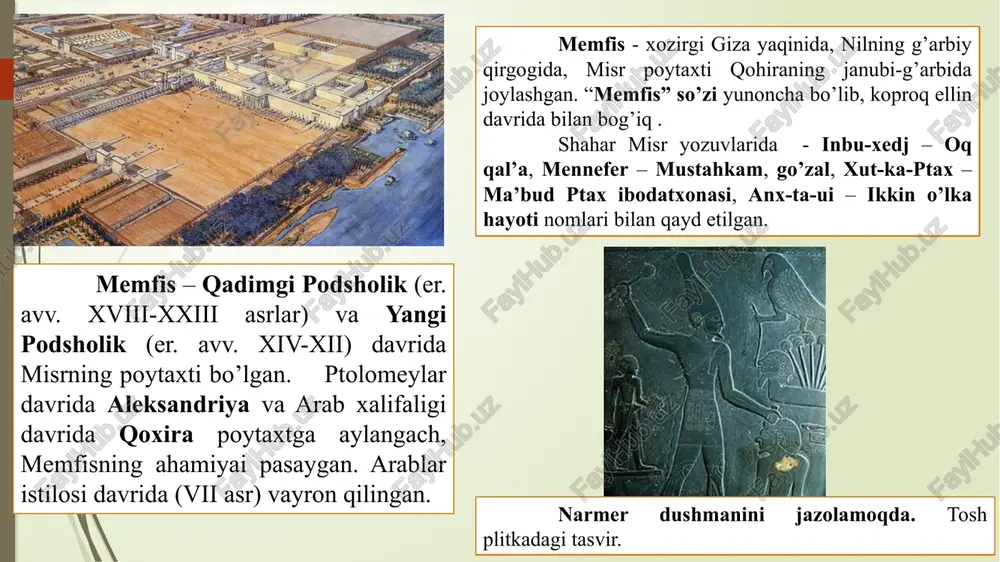 ham istilochilik yurushlarini olib borganlar. qadimgi podsholik davrida viloyat hokimlarini – nomarx deb ataganlar. sud ishlarini ham nomraxlar boshqarganlar. qadimgi podsholik kuchli armiyaga tayangan. er. avv. 2400-yillarga kelib podsholikda inqiroz boshlangan, mamlakat parchalan boshlagan. er. avv. xxii asr misr nomlarga bo’linib ketgan. vi sulolaning mashhur firavnlaridan biri teti (taxminan er. avv. 2347-2337) xaykali. qohiradagi misr muzeyi. e’tiboringiz uchun rahmat!!!! image1.jpeg image2.jpeg image3.jpeg image4.jpeg image5.jpeg image6.jpeg image7.jpeg image8.jpeg image9.jpeg image10.jpeg image11.jpeg image12.jpeg image13.png image14.jpeg image15.jpeg /docprops/thumbnail.jpeg