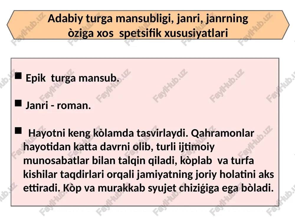 haqidagi fikrlari, mari bilan bòlgan voqealar, bolalar bilan vaqt òtkazganlari... ganya uni uyiga olib ketgandan keyingi voqealar: ganyaning uyiga nastasya filippovnaning kelishi, undan keyin rogojin odamlari bilan kelib nastasyaga 100 ming taklif qilishi(turmushga chiqishi uchun), nastasya esa ganya va rogojinlarga javobini kechqurun uyida òtkaziladigan mehmondorchilikda ma'lum qilishi va boshqalar...... kulminatsiya - asardagi voqealar rivojining eng yuqori nuqtasi, konflikt benihoya kuchaygan òrni  ganyaning xonadonida bòlgan mojarodan keyin nastasyaning uyidagi oqshomda bòlib òtgan voqea.  rogojin nastasya filippovnani topib olgandan keyin uni momataloq qilib kaltaklashi. knyaz mishkin va nastasya filippovna ikkisi turmush qurishga ahd qilgani. yechim - syujet voqealari rivojining yakuni, ularning nihoyasida qahramonlarning ruhiyatida, taqdirida yuzaga kelgan holatdir  nastasya ganyaning turmush qurish taklifini rad yetib, parfen rogojin bilan ketishi.  nastasyaning rogojinga vafodor xotin bòlishga ahd qilgani va unga turmushga chiqishini aytganligi.  nastasya filippovnaning rogojin tomonidan pichoqlab òldirib qòyilishi. voqealarning òzaro munosabatiga kòra xronikali syujetda voqealar orasida vaqt …
