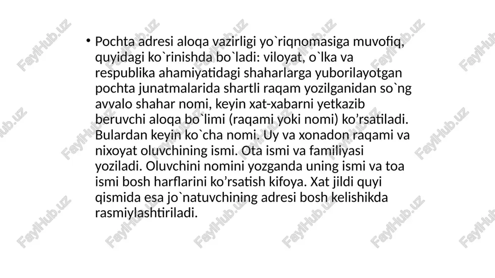 iqarish, tovarlarni miqdor va sifat bo’yicha qabul qilib olish yoki ularning idishini qayta tortib ko’rishda, baxtsiz hodisalar yoki tabiiy ofatlar oqibatlarini tekshirishda, sud-tergov ishlari va tibbiyot sohasida, xodimlarning moddiy, yashash sharoitlarini o’rganishda va boshqa hollarda tuziladi. dalolatnomalar voqea-hodisalarni haqqoniy aks ettirish maqsadida bir necha shaxslar (muassasa rahbarining buyrug’i bilan hay’atlar, doimiy hay’atlar) yoki maxsus vakolatli yakka shaxs (taftishchi, nazoratchi) tomonidan tuziladi. keyingi holatda va umuman dalolatnoma yakka shaxs tomonidan tuzilganda, guvohlarning ishtirok etishi va imzosi bo’lmog’i shart. ayrim hollarda dalolatnomalar voqea-xodisaning qatnashchilari yoki unga guvoh bo’lgan kishilarning tashabbusi bilan ham tuziladi. masalan, savdo muassasalarida haridor haqiga xiyonat qilingan hollarda dalolatnoma bevosita voqea ishtirokchilari tomonidan tuzilishi mumkin. tekshirish va dalillar asosida hujjat tayyorlash hay’atiga o’rganilishi zarur bo’lgan voqea, hodisa yoki holatdan xabardor, uni yaxshi tushunadigan va farqiga borib tahlil qila oladigan kishilar kiritiladi. dalolatnomaning zaruriy qismlari: 1. bosh idora, muassasa va tarkibiy bo’linma nomi. 2. tuzilgan sanasi va joyi. 3. tartib …