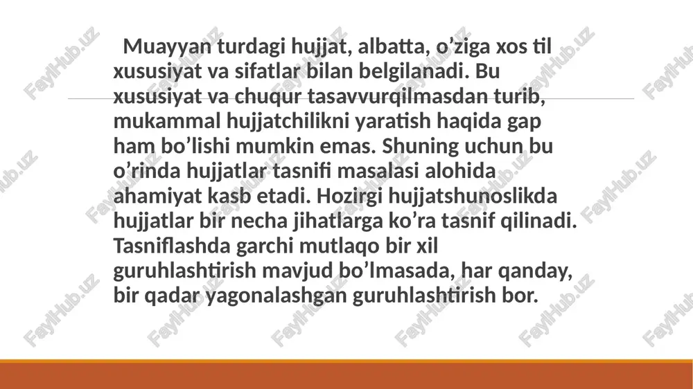 o'llanmaning tegishli o'rinlarida zaruriy qismlarning qo'llanishi va ularning har bir hujjat turida joylashish tartibi bilan bog'liq xususiyatlar batafsil bayon qilingan. zaruriy qismlarning standart qog'oz varag'iga joylashishi va ular uchun ajratilgan joy 1-ilovada (44-bet) keltirildi. quyida har bir asosiy qismning mohiyati va ularning rasmiylashtirilishiga to'xtab o'tamiz. (1) - ©• «o'zr gerbi», «mukofot tasviri» tijorat tashkilotlari tuzilmasidagi hujjatlarga qo'yilmaydi. agar tashkilot (korxona) belgilangan tartibda qayd etilgan tovar belgisiga ega bo'isa (egalik huquqi guvohnoma bilan tasdiqlanadi), bu belgidan tashkilot (korxona) hujjatlarida ramziy belgi - emblema sifatida foydalanish mumkin. emblema tasviri hujjatning chap tomonida, tashkilot (korxona) nomi qatorida yoki tashkilot nomining yuqori qismida o'rtada qo'yiladi. (4) - (5). «vazirlik yoki yuqori idoraning nomi», «muassasa, tashkilot yoki korxonaning nomi» huquqiy hujjatlar: tashkilot ustavi yoki nizomidagi nomiga aynan muvofiq keladigan tarzda yoziladi. tashkilotning umumiy qabul qilingan (huquqiy hujjatlarda tasdiqlangan) qisqartma nomi bo'isa, u alohida satrda qavsga olinmay beriladi. masalan: «o'zbekiston milliy ensiklopediyasi» davlat ilmiy nashriyoti o'zme …