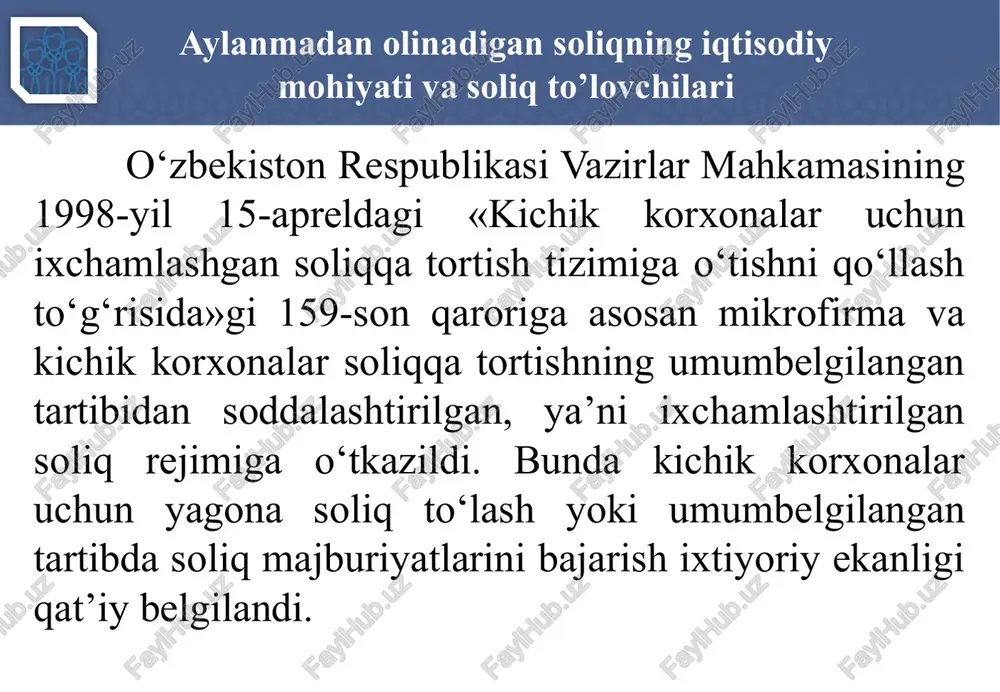 aktsiz solig'i 15 038,3 7,5 2.3 bojxona boji 4 826,6 2,4 3. resurs soliqlari va mol-mulk solig'i 22 740,5 11,3 3.1 mol-mulk solig'i 3 173,8 1,5 3.2 er solig'i 4 253,3 2,1 3.3 er qa'ridan foydalanganlik uchun soliq 14 403,5 7,2 3.4 suv resurslaridan foydalanganlik uchun soliq 910,0 0,4 4. boshqa daromadlar va soliq bo'lmagan boshqa tushumlar 40 764,1 20,3 o'zbekiston respublikasi prezidentining 2021 yil 30 dekabrdagi pq-73-son qaroriga 3-ilova 2022 yil uchun o'zbekiston respublikasi davlat byudjeti daromadlari mlrd. so'm t/r ko'rsatkichlar summa foizda jami — daromadlar 232 607,1 100 1. bevosita soliqlar 73 955,9 31,8 1.1. foyda solig'i 42 848,3 18,4 shu jumladan: «navoiy kon-metallurgiya kombinati» aktsiyadorlik jamiyati 11 252,6 4,8 «olmaliq kon-metallurgiya kombinati» aktsiyadorlik jamiyati 5 265,5 2,2 1.2. aylanmadan olinadigan soliq 2 811,7 1,2 1.3. jismoniy shaxslardan olinadigan daromad solig'i 28 295,8 12,2 2. bilvosita soliqlar 88 411,3 38,0 2.1. qo'shilgan qiymat solig'i 63 775,4 27,4 2.2. …