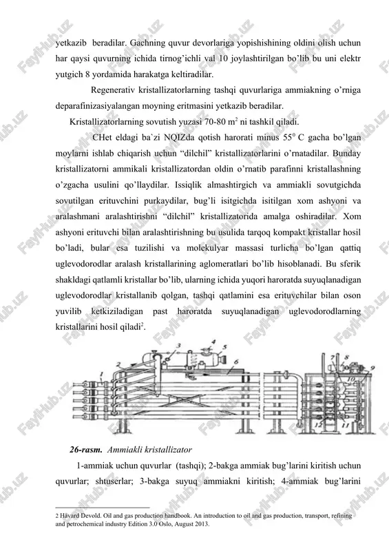 ay shakli tufayli jarayonni fil’trlashnng yuqori tezligida, deparafinizasiyalangan moyning yuqori chiqishi bilan hamda gachda moyning miqdorini bir vaqtning o’zida ikki barobarga kamaytirish bilan: bir bosqichli fil’trlashda 3-10 % (mass) gacha, fil’trlashning ikkita qo’shimcha bosqichlarida0,5 % (mass) gacha bo’lganda olib borish mumkin. foydalanilgan adabiyotlar: 1. e.a. bakirov, v.i. yermolkin, v.i. larin i dr. geologiya nefti i gaza uch. pos. nedra 1989. 2. v.g. kanalin, m.g. ovanesov, v.p. shugrin. neftegazopromislovaya geologiya i gidrogeologiya moskva. nedra 1985. 3. i.x. abrikosov, s.n. gutman. obshaya, neftyanaya i neftepromislovaya geologiya. moskva. nedra 1982. 4. m.a. jdanov. neftegazopromislovaya geologiya i podschet zapasov nefti i gaza. moskva. nedra 1986. 5. n.g. sereda, v.m. muravyov. osnovi neftyanogo i gazovogo delo. moskva. nedra 1980. 6. n.g. bobritskiy, v.a. yufin osnovi neftyanoy i gazovoy promishlennosti. moskva. nedra 1988. 7. a.v. mavlonov. neft va gaz koni geologiyasi. toshkent 1992. 8. l.f. petryashin, l.g. lisyaniy. oxrana prirodi v neftyanoy i gazovoy promishlennosti. lvov. …