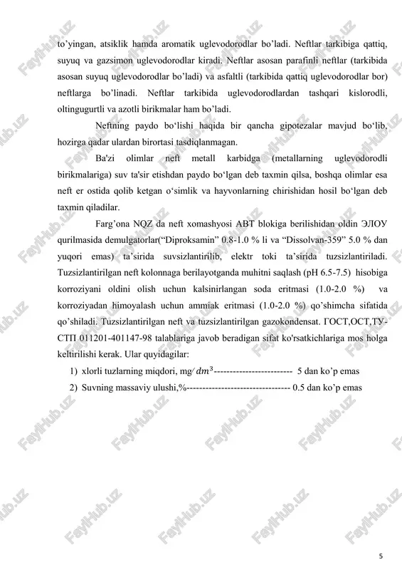 aviatsiya benzinlari haydaladi. tovar benzinni benzin fraksiyalarini aralashtirish (kompaundlash) yo’li bilan tayyorlanadi. avtomobil benzinlarini tayyorlashda ishlatiladigan komponentlarni miqdoriva sifati bir-biridan katta farqqiladiyu xattoki, bir zavodning o’zida xar-xil vaqtda tayyorlangan bir markadagi benzinlar xam komponent sostavi bo’yichafarqqilishi mumkin, chunki zavodning programmasi o’zagrib qolishi yoki ta’mirlash ishlari bajarilishi mumkin. xozirgi vaqtda respublikamiz nqz larida a-66, a-72, a-76, ai-93 va ai- 98 markadagi benzinlar ishlab chiqarilmoqda. bundan tashqari maxsus texnik shart bo’yicha oz miqdorda «ekstra» benzini ishlab chiqarilmoqda, bu benzinni ai-95 xam deyiladi.benzin markalarini ko’pligi ekspluatasiyadagi avtomobil dvigatelllarini talablarini turliligi bilan isbotlanadi. xozirga vaqtda benzinlar to’g’ri xaydab olingan, termik, katalitik krekingda xosil bo’lgan, riforming, kokslash, gidrokrekinglash, alkillash. polimerlash, izomerlashda gazni va neftni qayta ishlash jarayonlarida xosil bo’lgan komponentlarni aralashtirib tayyorlanadi. komponentlarni benzindagi nisbati ko’proq ularni detonasiya xususiyatlariga (detonasiyaga barqarorligiga) qarab va fraksiyalarni tarkibiy qismiga, xamda oltingugurtning miqdoriga, kimyoviy barqarorligiga qarabaniqlanadi. neftlardan to’g’ri xaydab olingan benzinlarda, odatda, normal parafin uglevodorodlar ko’p. ularni detonasiyaga barqarorligi …