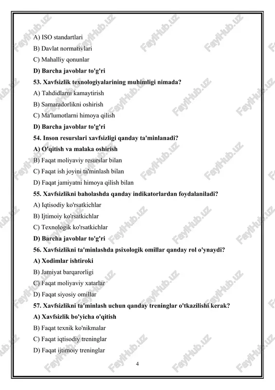 di: mutalipova zuxra toshkent - 2024 /docprops/thumbnail.emf 1 o‘zbekiston respublikasi axborot texnologiyalari va kommunikatsiyalarini rivojlantirish vazirligi muhammad al - xorazmiy nomidagi t oshkent axborot texnologiyalari universiteti fan: tashkilot risklarini baholash testlar bajardi: egamberganov jahongir tekshirdi: mutalipova zuxra toshkent - 2024
