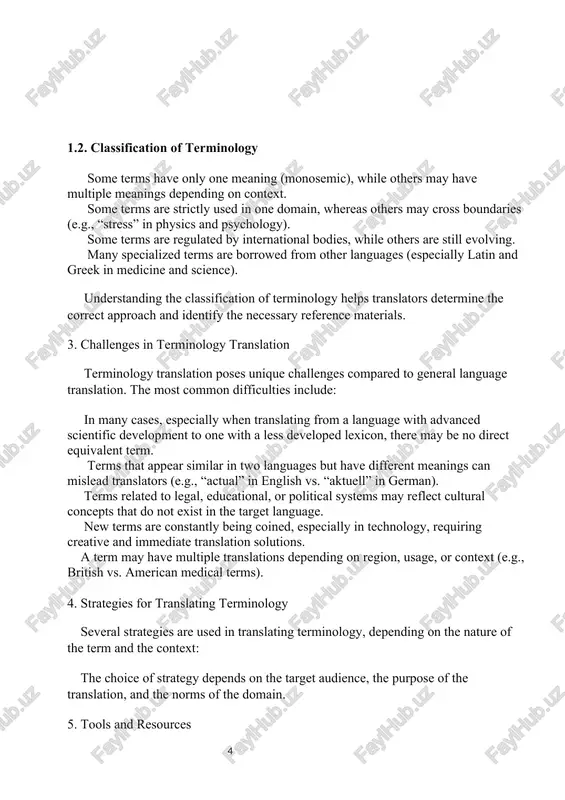 y, requiring creative and immediate translation solutions. a term may have multiple translations depending on region, usage, or context (e.g., british vs. american medical terms). 4. strategies for translating terminology several strategies are used in translating terminology, depending on the nature of the term and the context: the choice of strategy depends on the target audience, the purpose of the translation, and the norms of the domain. 5. tools and resources to assist in terminology translation, professional translators rely on various tools and resources: such as iate (interactive terminology for europe), termium plus (canada), who termbase. tools like sdl trados and memoq help maintain consistency and speed in translating repetitive content. provide pre-approved translations for terms within a specific organization or field. consulting with experts can ensure accuracy and relevance in specialized fields. the role of standardization standardization of terminology is crucial in ensuring consistency, clarity, and reliability in translated …