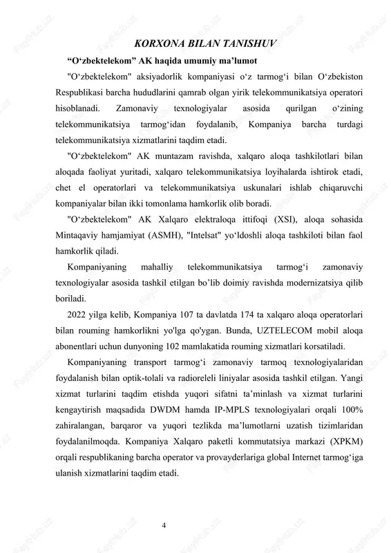 onga keng polosali internetdan foydalanish imkoniyati taqdim etildi. aloqa kanallarining uzunligi, shu jumladan, shaharlararo, xalqaro va zonal optik tolali aloqa liniyalari 197,13 mln. kanal/km gacha oshdi. magistral transport tarmog‘ining quvvati 42,4 tbit/s ga yetdi. isteʼmolchilar ovoz berish natijalariga ko‘ra, uztelecom aloqa sohasida 2021 yil brendi sifatida tanlandi. 2021 yilda keng polosali internetdan foydalanuvchilar soni 40 foizga oshib, 1,4 million abonentga yetdi. xalqaro paketli kommutatsiya markaziga ulangan operator va provayderlar uchun tashqi internet-kanalning 1 mbit/s narxi 25 foizga, yaʼni 40 043,14 so‘mdan 30 045,00 so‘mgacha arzonlashtirildi. 2021 yil may oyida uptime institute uztelecom bulutli data-markazining loyihalash hujjatlarini tasniflash bo‘yicha tier iii darajali xalqaro sertifikatiga loyiq deb topdi.bu uztelecom bulutli data-markazining ishonchlilik darajasi uptime institute tasniflash bo‘yicha xalqaro tier iii tizimiga mos kelishini, yaʼni data-markaz infratuzilmasi “n+1” formulasi bo‘yicha zaxiralanganligini, xatolarga bardoshlik koeffitsiyenti esa 99,982% ni tashkil qilishini anglatadi. 2022 yil iyun oyida germaniyada bo‘lib o‘tgan tadbirda kompaniya “mdhdagi eng yaxshi rivojlanayotgan …