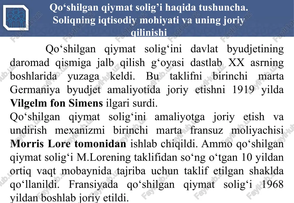 gan tartibda soliq organlarida maxsus ro‘yxatdan o‘tgan va faol guvohnomaga ega bo‘lgan yetkazib beruvchilar tomonidan taqdim etilgan hisobvaraq-fakturalar asosida haqiqatda olingan tovar (xizmat)lar bo‘yicha hisobga olinadi. soliq organlarida maxsus ro‘yxatdan o‘tmagan qo‘shilgan qiymat solig‘i to‘lovchilari qo‘shilgan qiymat solig‘ini uni hisobga olish huquqisiz to‘laydi. ushbu talab quyidagi muddatlardan tatbiq etiladi: davlat ro‘yxatiga olingan paytdan — ixtiyoriy ravishda qo‘shilgan qiymat solig‘i to‘lashni tanlagan yuridik shaxslar; majburiyat yuzaga kelgan oydan keyingi oyning 1-sanasidan — soliq davrida tovarlarni (xizmatlarni) realizatsiya qilishdan olingan jami daromadi belgilangan miqdordan oshgan shaxslar; majburiyat yuzaga kelgan paytdan —aylanmadan olinadigan soliqni to‘lash tatbiq etilmaydigan soliq to‘lovchilar. 10 quyidagilar bilan bog‘liq barcha turdagi hujjatlarni rasmiylashtirish va foydalanish chog‘ida qqs-raqamini yozib ko‘rsatish majburiy hisoblanadi: tovarlar (xizmatlar)ni xarid qilish va realizatsiya qilish chog‘idagi hisob-kitoblar, shu jumladan hisobvaraq-fakturalar va transport hujjatlari qo‘shilgan qiymat solig‘ini to‘lash va (yoki) uni hisobga olish va qaytarish qo‘shilgan qiymat solig‘i bo‘yicha hisob va hisobot. 11 qo‘shilgan qiymat solig‘i to‘lovchilarni …
