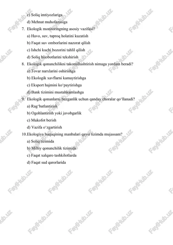 ekologiya huquqining asoslari test savollari - Page 4
