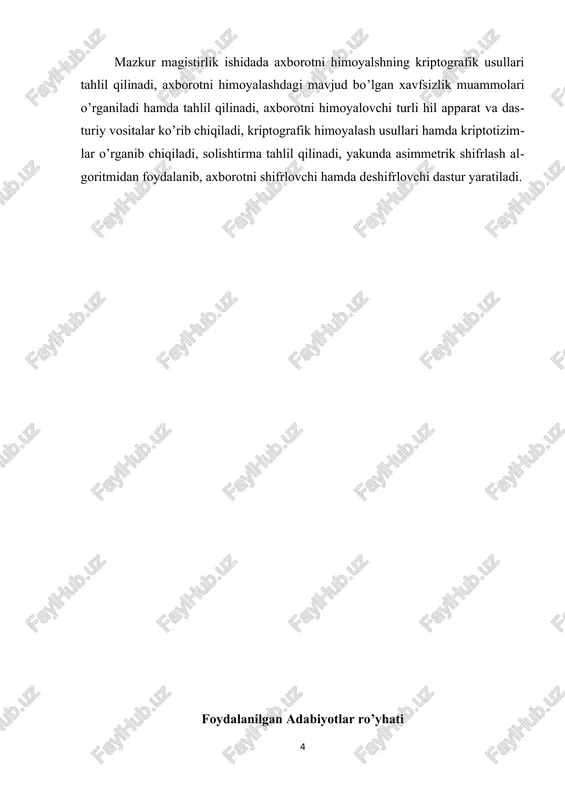 axborotni kriptografik himoyalash usullarining tahlili - Page 4