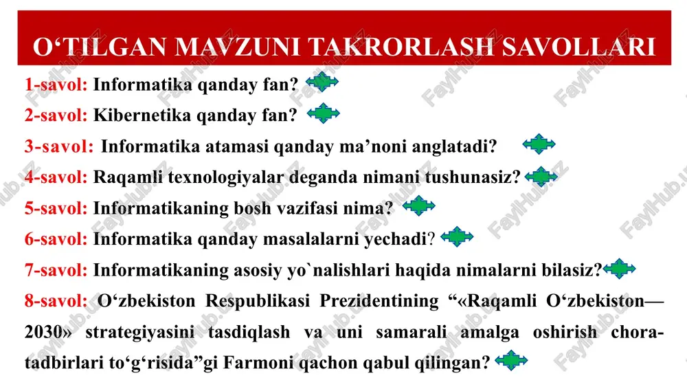 shart - sharoitlari va vositalari axboriy madaniyat bu - hozirgi zamon talablariga moslashgan holda axborotlarni qo‘llay olishning bilim va malakalaridir. axboriy madaniyat tushunchasiga olimlar turlicha ta’riflar keltirganlar. i.xangeldiev ta’rifiga ko‘ra, axboriy madaniyat - bu, insonning axborotlarni olish, uzatish, saqlash va foydalanish sohasidagi hayot faoliyatining sifat tavsifi bo‘lib, unda umuminsoniy ma’naviy qadriyatlar ustuvor hisoblanadi. e.medvedeva fikricha, axboriy madaniyat - bu insonga axboriy makonda erkin yo‘nalish olishga, uning shakllantirilishida ishtirok etishga hamda axborotlar bilan o‘zaro aloqa qilishga imkon yaratuvchi bilimlar darajasidir axboriy madaniyat tushunchasi quyidagilarni o‘z ichiga oladi: -axborotlarning aniq, kerakli, qimmatli va ishonarliligini baholay olish imkoniyati; -texnik vositalarni aniq va keng qamrovli dasturlashda qo‘llay olish (soat va telefonlardan tortib shaxsiy kompyuterlar va kompyuter tarmoqlarigacha); -o‘zining faoliyatida axborot texnologiyalarini qo‘llay bilishi; -turli tarmoqlarda zarur bo‘lgan ma’lumotlarni qidirib topish shu qatorda internet tarmog‘ida ishlay olish qobiliyati. -o‘zining kasbiy faoliyatida axboriy jarayonlarini ajrata bilish va ularni boshqarish imkoniyati; -axborot tizimlaridan foydalanish va dasturlash imkoniyati …