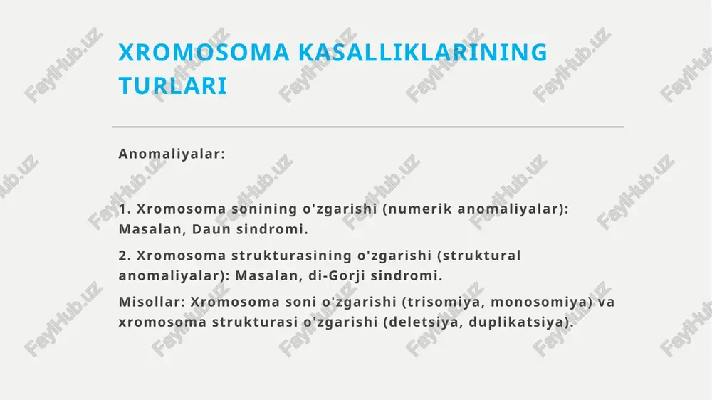 'ilgan bolalarga qanday psixologik yordam ko'rsatiladi? 19.xromosoma kasalliklari bilan tug'ilgan bolalarni o'qitishda qanday o'ziga xosliklar mavjud? 20.xromosoma kasalliklari bilan tug'ilgan bolalarni ijtimoiylashtirishda qanday muammolar mavjud? e'tiboringiz uchun rahmat image1.jpeg image2.jpeg image3.png image4.jpeg image5.png image6.jpeg image7.jpeg image8.jpeg image9.jpeg image10.jpeg
