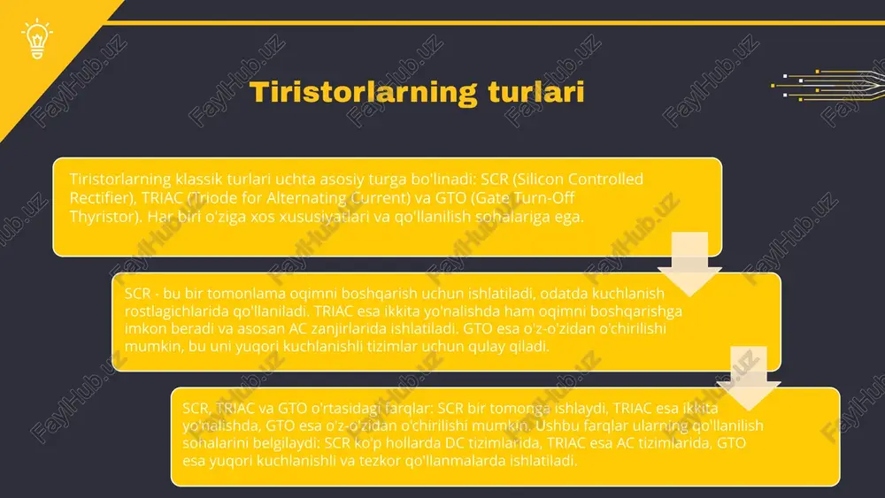 ni oshirishga qaratilgan yangi innovatsiyalar bozorni kengaytiradi. biroq, raqqobatchilik va tez o'zgarayotgan texnologiyalar bu sohada qiyinchiliklar tug'dirishi mumkin. raqobatchilar yangi yechimlarni tezda joriy etish orqali bozor ulushini oshirishi mumkin. s w o t bozor raqobati yangi texnologiyalar ekologik talablar iqtisodiy o'zgarishlar zamonaviy kuchlanish rostlagichlari bozorida raqobat kuchli. bu raqobat narxlarni pasaytiradi va ishlab chiqaruvchilarning foydasiga salbiy ta'sir ko'rsatishi mumkin. yangi texnologiyalarning tez rivojlanishi tiristorli kuchlanish rostlagichlarining eski modellarini tezda eskirib qolishiga olib kelmoqda, bu esa ishlab chiqaruvchilarni doimiy ravishda yangilanishga majbur qiladi. ekologik talablar va standartlar soha rivojlanishiga yangi imkoniyatlar yaratmoqda, bu esa ekologik jihatdan toza mahsulotlarni ishlab chiqarishga yordam beradi, lekin bu ham raqobatni kuchaytirishi mumkin. iqtisodiy o'zgarishlar, masalan, inflyatsiya va valyuta kurslaridagi o'zgarishlar, ishlab chiqarishga salbiy ta'sir ko'rsatishi mumkin, bu esa bozorni noaniq holatga olib kelishi mumkin. s w o t kuchlanish rostlagichlarining kelajak istiqbollari o'sayotgan bozorlar energiya samaradorligini oshirishga intilmoqda, bu esa innovatsion yechimlar va yangi texnologiyalarni …