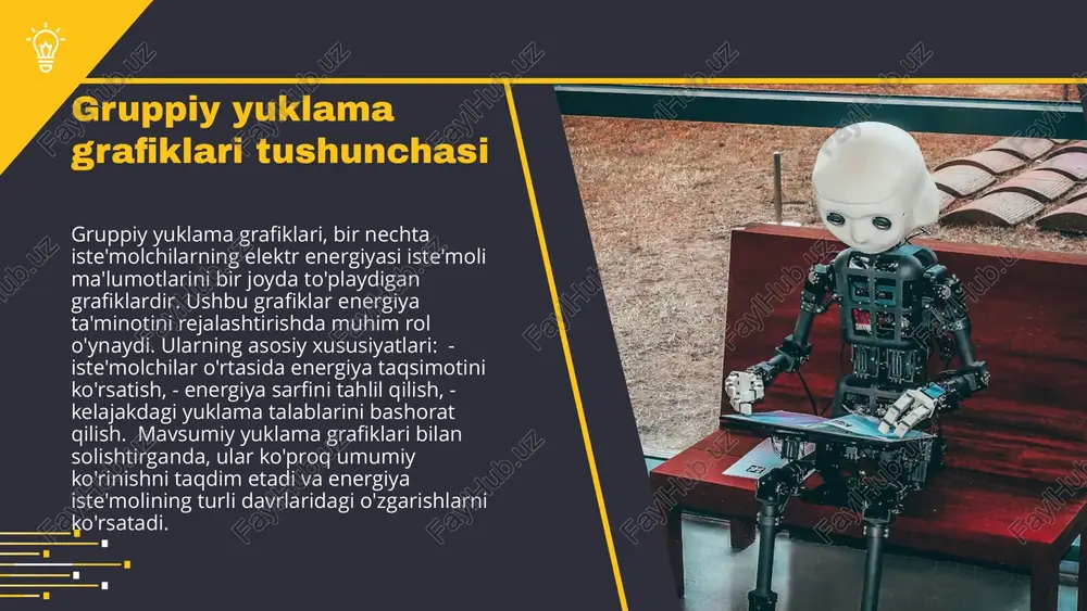 shini ko'rsatadi va yillik yuklama tahlilida yordam beradi. mavsumiy yuklamalar, asosan, ob-havo sharoitlari, bayramlar va iqtisodiy faoliyat kabi omillarga asoslanadi. ushbu grafiklar energiya taqsimotini optimallashtirish va sarfni kamaytirish uchun foydalidir. ularning statistikasi energiya taqsimoti va yuklama o'zgarishlarini yanada yaxshiroq tushunishga yordam beradi. photo by joe holland on unsplash yuklama grafiklarini tahlil qilish metodlari yuklama grafiklarini tahlil qilishda quyidagi metodlar va strategiyalar qo'llaniladi: 1. davrli tahlil, 2. o'zgarishlarni aniqlash, 3. statistik usullar, 4. trend tahlili. ushbu usullar yuklama o'zgarishlarini yaxshiroq tushunishga yordam beradi. statistik tahlil usullari orasida: 1. o'rtacha qiymatni hisoblash, 2. dispersiyani tahlil qilish, 3. korrelyatsiya tahlili. ushbu metodlar yuklama grafiklaridagi o'zgarishlarni aniqlash va prognozlashda muhim ahamiyatga ega. yuklama grafiklarining kelajagi yuklama grafiklarining kelajagi energiya sohasidagi innovatsion yondashuvlar bilan bog‘liq. yangi texnologiyalar va usullar yuklama grafiklarini yanada samaraliroq yaratishga imkon beradi. mavjud energiya taqsimoti tizimlarida o'zgarishlar yuz berishi, kelajakda yuklama grafiklarini aniqroq ko'rsatishga olib keladi. bu energiya taqsimotini yaxshilash uchun …