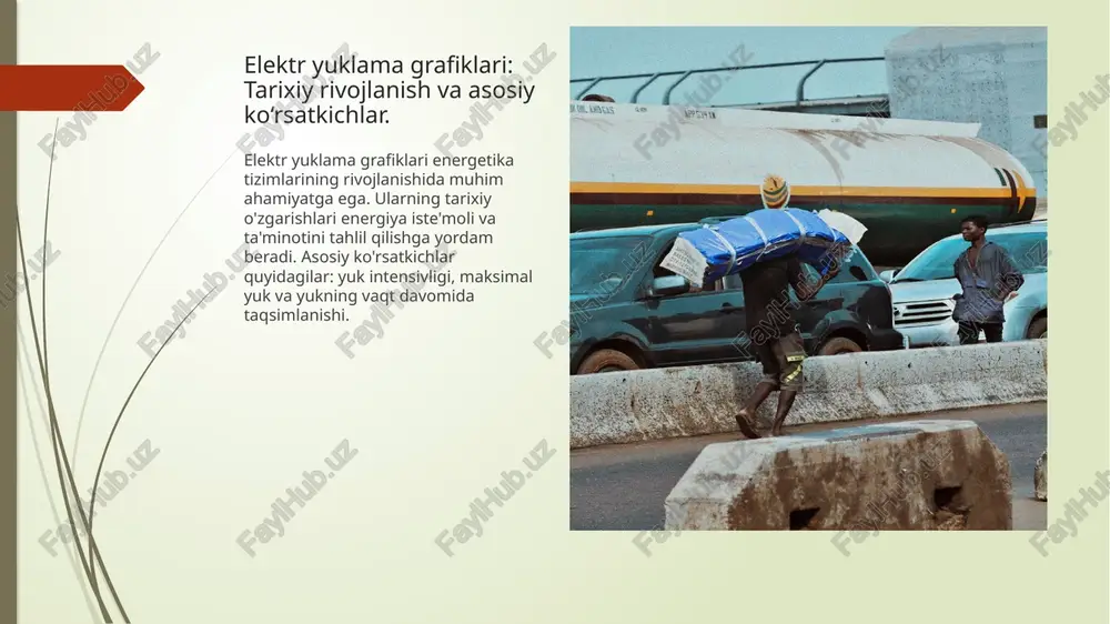 g qanday qo'llanilishini ko'rsatadi va ularning samaradorligini oshiradi. energiya boshqaruvidagi yuklama grafiklarining roli. 1 yuklama grafiklari ahamiyati yuklama grafiklari energiya boshqaruvida muhim rol o'ynaydi, chunki ular energiya sarfini va iste'molni o'lchashga yordam beradi. 2 energiyani boshqarish yuklama grafiklari energiya boshqaruvida resurslarni optimallashtirish, energiya tejash va xarajatlarni kamaytirishda muhim vosita hisoblanadi. 3 rejalashtirish jarayoni energiya tizimlarida yuklama grafiklari rejalashtirish jarayonida foydalaniladi, bu esa energiya ta'minotini barqarorligini oshiradi. 4 muammolarni aniqlash yuklama grafiklari energiya tizimidagi muammolarni aniqlashga yordam beradi, bu esa tizimning samaradorligini oshirish uchun zarur. asosiy parametrlar: energiya sarfi va yuklama tahlili. energiya sarfi elektr yuklama grafiklarining asosiy parametrlaridan biridir. yuklama tahlili energiya iste'moli va ta'minotini aniqlashda muhim rol o'ynaydi. bu jarayonlar energiya samaradorligini oshirish va tizimni optimallashtirishga yordam beradi. yuklama tahlilining maqsadi energiya resurslaridan oqilona foydalanishdir. elektr yuklama grafiklarining amaliy qo'llanilishi va misollar. yuklama tahlili elektr yuklama grafiklari energiya iste'molini tahlil qilishda muhim ahamiyatga ega. ular energiya sarfini optimallashtirishga yordam …
