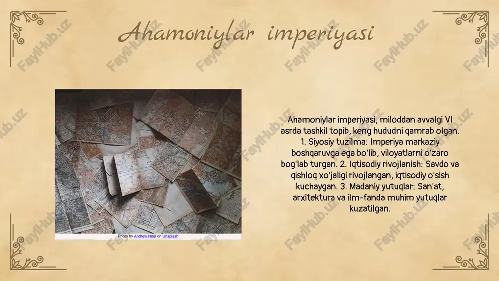 tildilar. o'zgarishlarga bo'lgan talab kuchayib bordi, aholi iqtisodiy va siyosiy noqulayliklardan charchagan edi. buning natijasida adolat, tenglik va erkinlik uchun o'zgarishlarni talab qiluvchi keng ko'lamli harakatlar boshlandi. photo by roman kraft on unsplash 01 02 03 ijtimoiy omillar va ularning roli ahamoniylar davrida ijtimoiy tengsizlik va adolatsizlik muammolari keng tarqalgan edi. bu omillar milliy ozodlik harakatlarini kuchaytirgan, odamlarni birlashishga va adolat uchun kurashishga undagan. ijtimoiy qatlamlar o'rtasidagi farqlar, iqtisodiy resurslarga bo'lgan noteng taqsimot, katta ijtimoiy muammolarni keltirib chiqardi. ijtimoiy harakatlar, ayniqsa, adolatsizlikka qarshi turish uchun tashkil etilgan edi. bu harakatlar ko'pincha ko'cha namoyishlari, mitinglar va boshqa ijtimoiy tadbirlar ko'rinishida namoyon bo'ldi. odamlar o'z huquqlari va erkinliklari uchun kurashishga tayyor bo'lib, ijtimoiy birlikni mustahkamlashga yordam berdi. shuningdek, ijtimoiy harakatlar jamoatchilikning qo'llab-quvvatlashi bilan yanada kuchayib bordi. jamiyatdagi turli qatlamlar o'zaro hamkorlik qilib, adolat va tenglik uchun birgalikda kurashdilar. milliy ozodlik harakatlarining natijalari: harakatlarning muvaffaqiyatlari va muvaffaqiyatsizliklari: milliy ozodlik harakatlari, ko'plab muvaffaqiyatlarga erishgan …