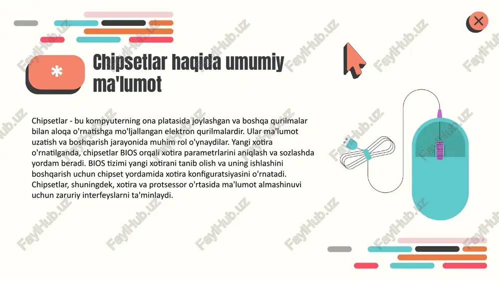 irish imkoniyati mavjud. 3. ddr3: oldingi versiyalaridan ko'ra ko'proq ma'lumot uzatish imkoniyatini beradi va energiya iste'molini kamaytiradi. bios orqali ddr3 xotirasining tezligi va tayyorgarlik vaqtlari boshqarilishi mumkin. 4. ddr4: eng yangi xotira turi, yuqori tezlik va kam energiya iste'moli bilan ajralib turadi. biosda ddr4 uchun optimal parametrlar, jumladan tezlik va vaqtlamalar, o'rnatilishi mumkin. bios xotira turlarining ishlashini boshqarish uchun bir qator imkoniyatlar taqdim etadi. masalan, xotira tezligi, vaqtlamalari va boshqa parametrlar bios orqali o'zgartirilishi mumkin, bu esa tizimning umumiy ish faoliyatini va barqarorligini oshiradi. har bir xotira turining o'ziga xos xususiyatlari biosda sozlashlar orqali optimallashtirilishi mumkin. xotira parametrlarini tahlil qilish o'rnatilgan xotira parametrlarining tahlili va ahamiyati: - xotira tezligi va kechikishlari: - tezlik: xotira tezligi - bu xotira modullarining ma'lumotlarni qayta ishlash tezligi. yuqori tezlik, tizimning umumiy ishlashini yaxshilaydi. - kechikish: xotira kechikishi - bu ma'lumotlarni o'qish yoki yozish uchun zarur bo'lgan vaqt. kam kechikish, tizimning samaradorligini oshiradi. - grafiklar: …