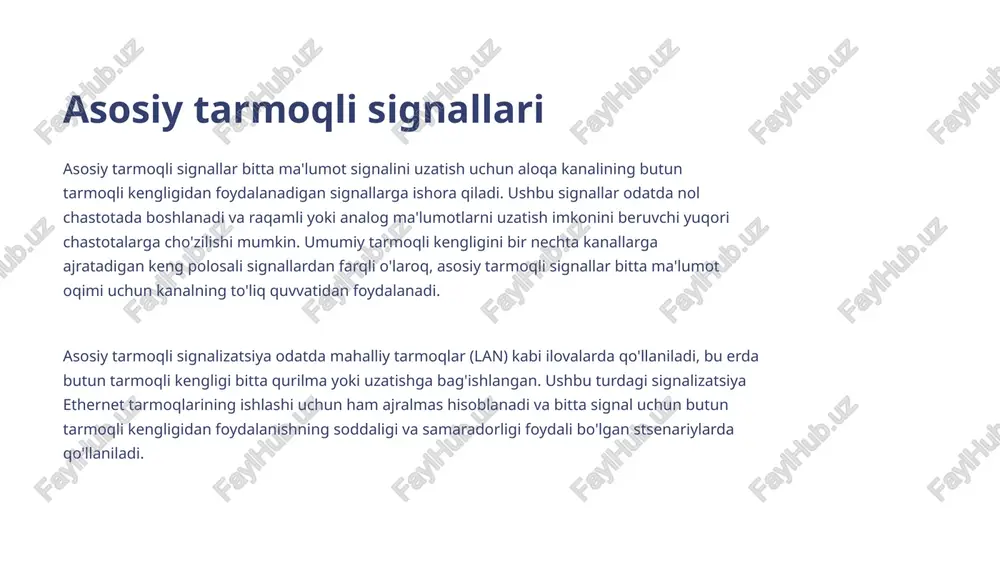 shda yuqori snr signalning shovqindan ancha kuchli ekanligini ko'rsatadi, bu esa aniqroq va ishonchli uzatishga olib keladi. bu aloqa kanallarining sifatini aniqlashda muhim omil bo'lib, xatolar va signal buzilishlarini minimallashtirishda hal qiluvchi rol o'ynaydi. muloqotdagi ahamiyati yuqori snr ma'lumotlarning aniq va samarali uzatilishini ta'minlash uchun juda muhimdir. bu signallarni yaxshiroq qabul qilish, talqin qilish va qayta ishlash imkonini beradi, bu esa aloqa samaradorligini oshirishga olib keladi. snrni tushunish va optimallashtirish turli xil aloqa tizimlarida, jumladan simsiz tarmoqlar, radio va raqamli axborot vositalarida juda muhimdir, bu erda aniqlik va aniqlik muhim ahamiyatga ega. raqamli ma'lumotlarda qo'llash raqamli ma'lumotlarni uzatishda yuqori snr raqamli signalning yaxlitligini ta'minlaydi, xatolar va ma'lumotlarning buzilishi ehtimolini kamaytiradi. bu, ayniqsa, raqamli audio, video oqim va ma'lumotlarni uzatish kabi ilovalarda muhim ahamiyatga ega, bu erda uzatish sifatini saqlash uzatiladigan ma'lumotlarning yaxlitligini saqlash uchun zarurdir. qiyinchiliklar va optimallashtirish yuqori snrni saqlab qolishdagi qiyinchiliklarga tashqi shovqin, kanal buzilishlari va signalning zaiflashishi …