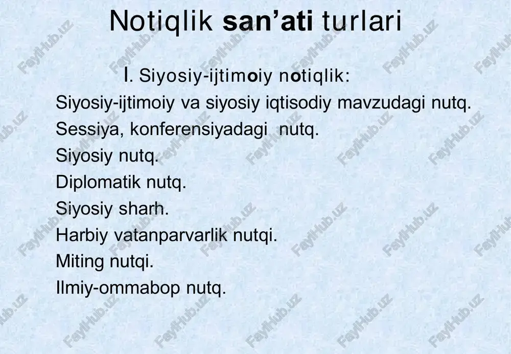 shuhrat qozongan. uning «notiq bilimi haqida» nomli asari mavjuddir. kvintilian sitseron va boshqa rim notiqlari fikriga qo‘shilgan holda, hamma notiq birinchi navbatda bilimli bo‘lishi lozimligini aytadi. shuningdek, u notiq axloqiy olijanob bo‘lishi lozim, busiz hech qachon haqiqiy notiq darajasiga ko‘tarila olmaydi, deb biladi. • kvintilian rimdagi notiqlik maktabining asoschisi hisoblanadi. ungacha notiqlik bilimini berish xususiy maktablarda amalga oshirilgan. e’tiboringiz uchun rahmat.
