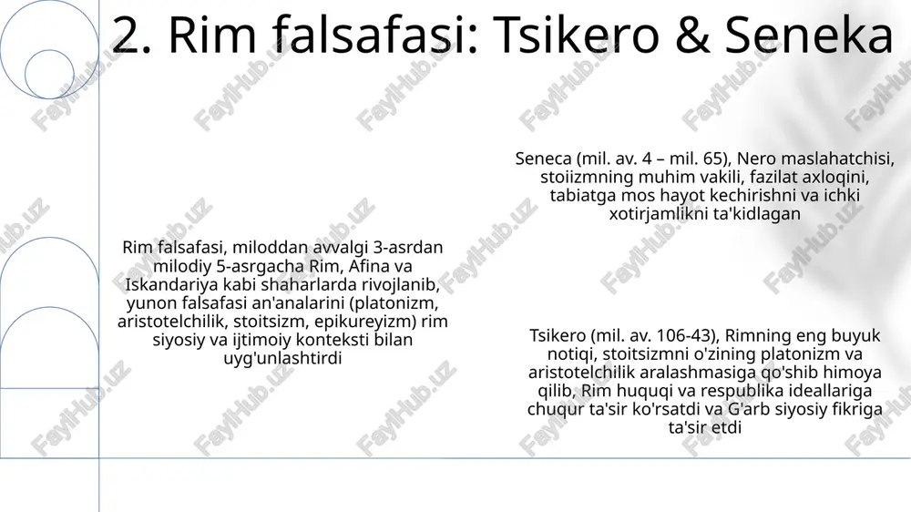 ada jon lokkning empirizmi, prussiyaning kenigsberg shahrida immanuil kantning transendental idealizmi) ustun qo'yildi va bu jamiyat tuzumlariga chuqur ta'sir ko'rsatdi 7. ma'rifat davri: aql va individualizm evropaʼda ekzistensializmning dastlabki bosqichlari (1800-yillar), syoren kierkegaardning (daniya) individual mavjudlik, erkinlik va masʼuliyatga qaratgan eʼtibori bilan oldindan aytib berilgan boʻlib, keyinchalik xx asr faylasuflari uchun falsafiy asos yaratdi. bu sanʼat, adabiyot (masalan, romanlar, pyesalar) va madaniy harakatlarga taʼsir koʻrsatdi. 19-asrda sanoatlashuvning (buyuk britaniya, germaniya, aqsh) ko'tarilishi, taraqqiyot, ijtimoiy tuzilmalar (marxistik tanqidlar), shaharlashuv va insoniyat bilan tabiat o'rtasidagi munosabatlar bo'yicha falsafiy munozaralarga ta'sir ko'rsatdi. darvinning evolyutsion nazariyasi (angliya) madaniy o'zgarishlarga qo'shildi. 19-asr utilitarizmi, jon styuart mill (angliya) tomonidan targ'ib qilingan, baxtni maksimal darajada oshirishga (ko'pchilik uchun eng katta yaxshilik) urg'u berib, yevropa va shimoliy amerikada ijtimoiy islohotlarga, siyosiy fikrlarga (masalan, qonun chiqarishga) va iqtisodiy siyosatlarga ta'sir ko'rsatdi 8. 19-asr falsafasi: utillitarizm va ekzistensializm gegelning jena va geydelbergda ishlab chiqqan dialektik idealizmi (1807-yilgi "ruh fenomenologiyasi", 1812-1816-yillardagi …