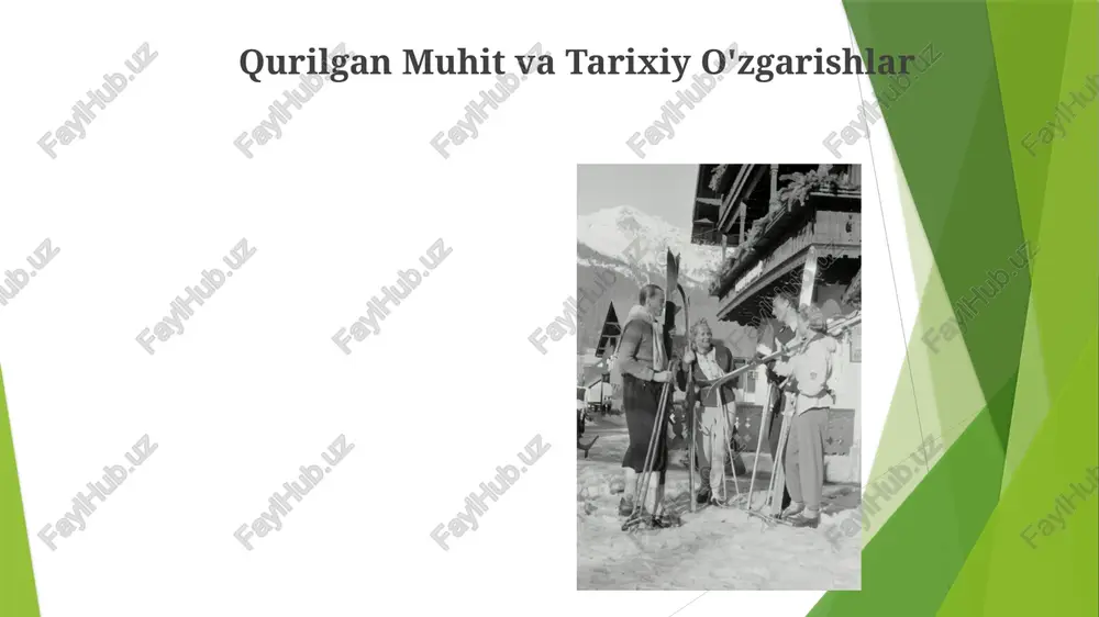 o'zgarishlarini ochib beradi tarixiy demografiya va aholi joylashuvi tarixiy demografiya 18-asr londoni yoki o'rta asr toskanasi kabi hududlardagi aholi o'zgarishlarini (tug'ilishlar, o'limlar, migratsiyalar) cherkov yozuvlari, soliq baholari (masalan, domesday book) va aholini ro'yxatga olish ma'lumotlaridan foydalanib tahlil qilib, jamiyat tuzilmalari va o'zgarishlarini tushunadi. o'tmish landshaftlarini tiklash, shahar hududlarining rivojlanishini kuzatish (masalan, 19-asr manchesteri o'sishini 21-asr shanxayining o'sishi bilan solishtirish) va migratsiya naqshlarini boshqaruvchi omillarni aniqlash (masalan, 20-asrda afrikalik amerikaliklarning qishloq janubidan shimoliy shaharlarga katta migratsiyasi). e'tiboringiz uchun rahmat @taqdimot_robot image1.jpg image2.jpg image3.jpg image4.jpg image5.jpg image6.jpg image7.jpg image8.jpg image9.jpg image10.jpg image11.jpg image12.jpg image13.jpg image14.jpg image15.jpg image16.jpg image17.jpg
