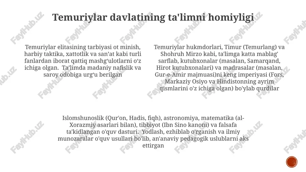 temuriylar davrida ta'lim -tarbiya va pedagogik gʻoyalar taraqqiyoti - Page 4