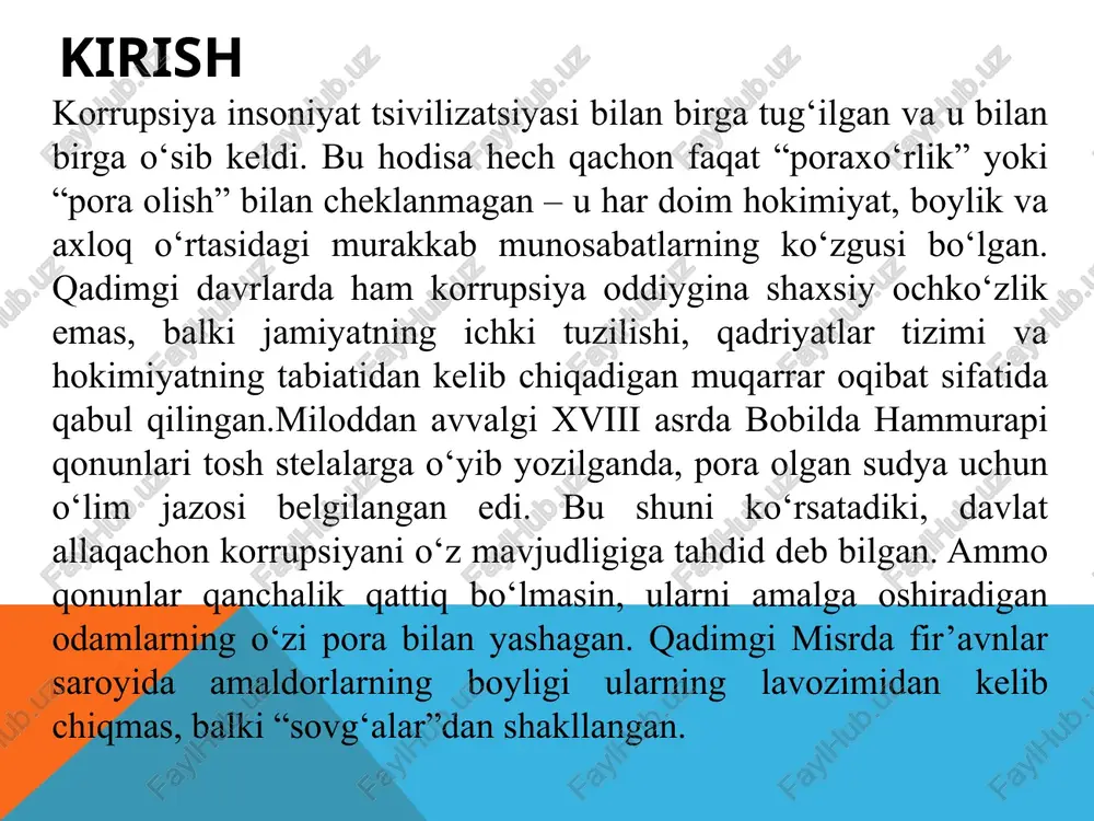 qatga asoslangan edi: vassal lorddan yer olib, uning evaziga harbiy xizmat va maslahat berishga majbur bo‘lardi. ammo bu munosabatlar tezda moddiy manfaatlar ta’siriga tushdi. ix–x asrlardan boshlab yevropada “sovg‘a iqtisodiyoti” deb ataluvchi tizim shakllandi – bu yerda sadoqatni ta’minlash uchun qimmatbaho sovg‘alar, oltin, qurol-yarog‘, otlar berilar edi. bu sovg‘alar rasman “o‘z xohishi bilan” berilgan bo‘lsa-da, aslida majburiy xarakterga ega edi va rad etish urush yoki quvg‘in bilan tugashi mumkin edi.angliyada norman bosqinidan keyin (1066) uilyam i ning vassallariga yer taqsimlash jarayonida katta miqdorda pora va sovg‘alar o‘ynagan. domesday book (1086) da ko‘rsatilganidek, ba’zi erlar qirol amaldorlariga “sovg‘a” evaziga berilgan. fransiyada kapetinglar sulolasi davrida (x–xiii asrlar) qirol hokimiyati zaif bo‘lib turgan paytda knyazlar va grafalar o‘z sudyalari va baliiflari (yer boshqaruvchilari) orqali katta daromad topgan. baliiflar dehqonlardan qo‘shimcha soliq undirib, uning bir qismini o‘z cho‘ntagiga solgan, qolganini lordga bergan.sharqda, ayniqsa temuriylar davlatida (xiv–xv asrlar) feodal tuzumning o‘ziga xos ko‘rinishi mavjud edi …