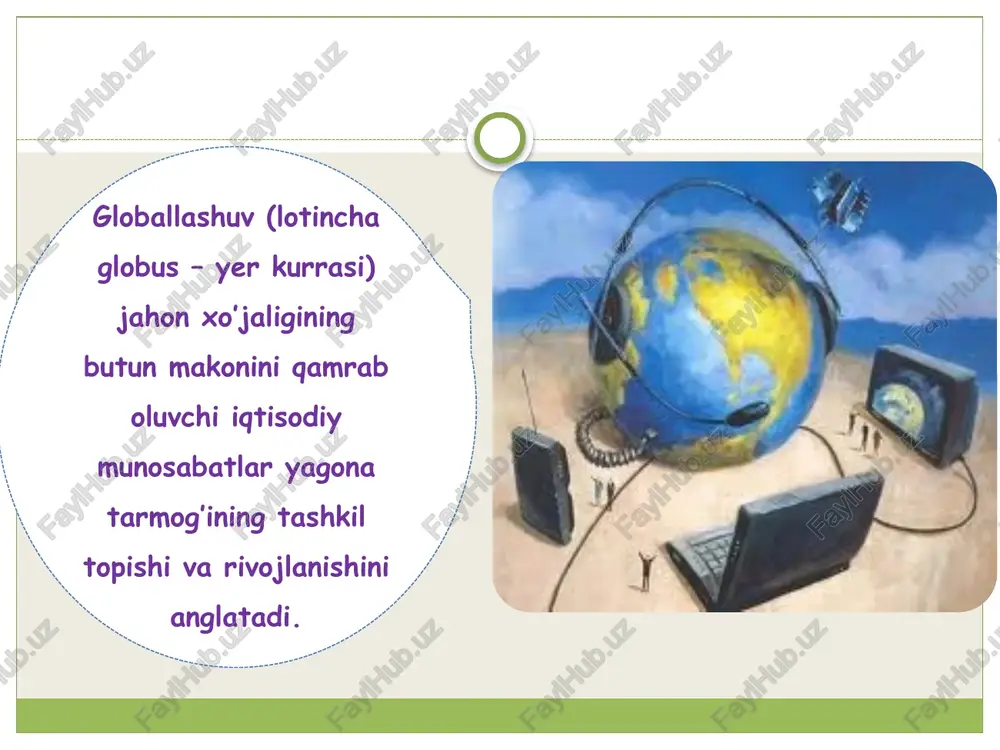 holisi sonining jadal o’sishi ko’rsatiladi. ayniqsa, rivojlanayotgan mamlakatlar aholisining tez o’sishi bir qator jiddiy ijtimoiy-iqtisodiy ziddiyatlarni keltirib chiqaradi. ba’zi bir mamlakatlardagi aholi sonining ko’payishi natijasida ratsional xo’jalik yuritishga to’sqinlik qiluvchi aholining nisbiy ortiqchaligi belgilari ko’zga tashlanadi. ishlab chiqarish hajmining ko’payishiga qaramay aholi jon boshiga ist’emol, ayniqsa rivojlangan mamlakatlardagi iste’mol darajasi bilan taqqoslaganda, kishilarning haqiqiy ehtiyojlariga qaraganda past darajada qolmoqda. foydalanilgan adabiyotlar: karimov i.a. jahon moliyaviy-iqtisodiy inqirozi, o’zbekiston sharoitida uni bartaraf etishning yo’llari va choralari / i.a.karimov. – t: o’zbekiston, 2009. – 56 b karimov i.a. iqtisodiyotni erkinlashtirish va islohotlarni chuqurlashtirish – eng muhim vazifamiz. t.: “o’zbekiston”, 2000 shodmonov sh.sh., g’afurov u.v. iqtisodiyot nazariyasi (darslik). – t., «fan va texnologiya» nashriyoti, 2005. – 784 b. shodmonov sh.sh., g’afurov u.v. iqtisodiyot nazariyasi. ma’ruzalar matni. – t.: «fan va texnologiya» nashr, 2008. – 314 b. www.stat.uz – o’zbekiston respublikasi davlat statistika qo’mitasining rasmiy sayti. e'tiboringiz uchun raxmat www.arxiv.uz image3.jpeg