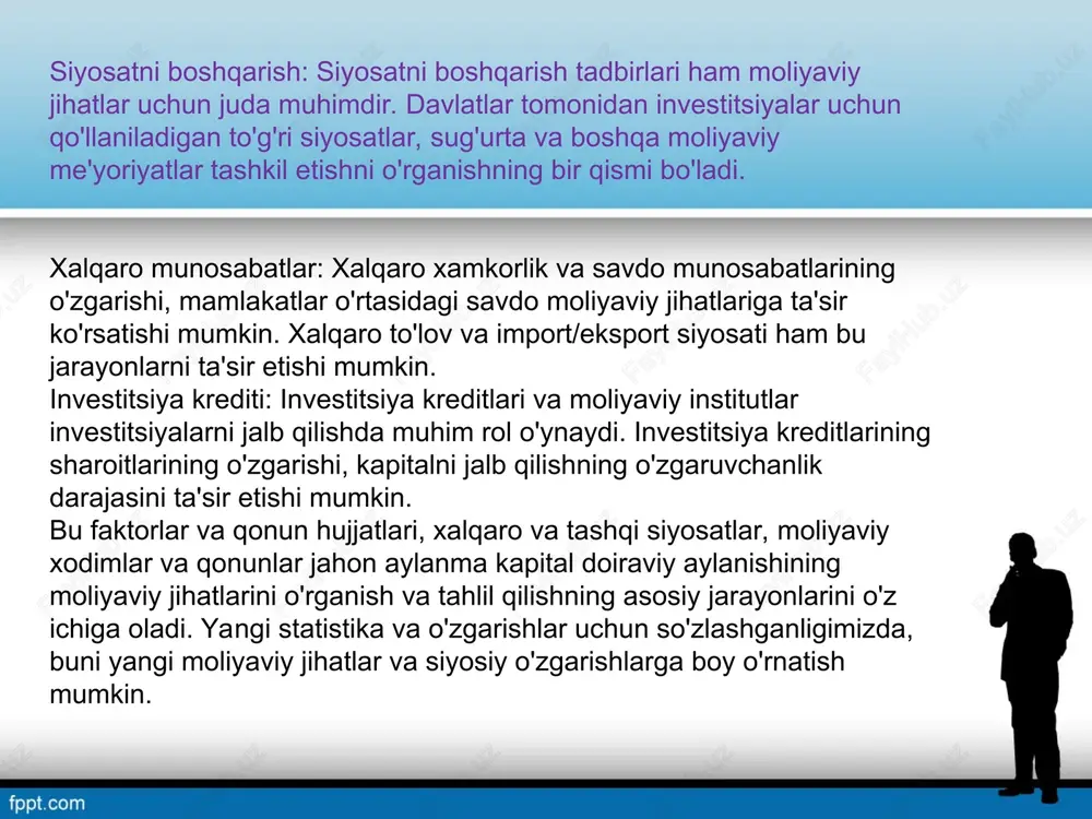 yaning kapital doiraviy aylanishlarini tushuntirish va o'zgarishlarni hisobga olish uchun ahamiyatga ega bo'ladi. bu ma'lumotlar investorlar, boshqaruv organlari va moliyaviy tahlilchilar uchun juda muhimdir. kapital doiraviy aylanishlarning daromadni qanday oshirishda o'z vazifasini bajaradi? kapital doiraviy aylanishlar, kompaniya boshqaruvining daromadni oshirish va moliyaviy maqsadlarni amalga oshirishda ko'z o'qib bajaradi. ular quyidagi vazifalarni bajarishda o'zimizga tegishli: kapitalni o'zgartirish: kapital doiraviy aylanishlar, kompaniyaning kapitalini o'zgartirishni ma'nosini anglatadi. bu kompaniya kapitalini oshirish uchun muhim bir vosita bo'lib, yangi aktsiyalar sotish, qo'shimcha kapital olish, dividendlarni to'lash, qarzlar olish va boshqa jarayonlarni o'z ichiga oladi. kapitalni investitsiyalash: kapital doiraviy aylanishlar, kompaniyaning daromadini kengaytirish va uzluksizlikni ta'minlash maqsadida kapitalni to'g'ridan-to'g'ri investitsiyalashda o'zimizga tegishli. bu o'zimizni istiqbolini kuchaytirish va yangi proyektlar yaratish imkoniyatini beradi. : inflatsiya: asosiy va aylanma kapital doiraviy aylanish moliyaviy jihatlari orasida inflatsiya shuhrati katta ro'li o'ynaydi. agar mamlakatda aylanish davrida katta darajada pul o'sishi va harajatlarning o'sishi mumkin bo'lsa, bu inflatsiya shuhratining oshishiga olib …