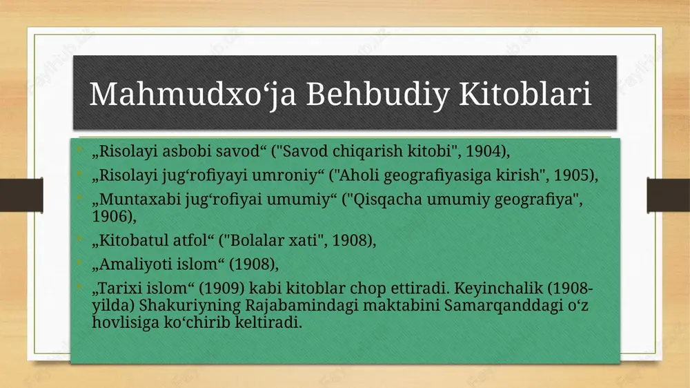 qiga, tarixiga, til va adabiyot masalalariga, dunyo ahvoliga doir qiziqarli maqolalar, bahslar berib borilgan. behbudiy millatning taraqqiysi uchun bir necha til bilishni shart hisobladi. jurnalning birinchi sonidayoq „ikki emas, toʻrt til lozim“, degan maqola bilan chiqib, oʻzbek, tojik, arab, rus va hatto biror uzoq xorij (masalan, fransuz) tilini bilish shart deb hisobladi. ayni paytda tilning muhofazasi („har millat oʻz tili ila faxr etar“ –1914, № 35), oʻzaro munosabatlari („til masalasi“ – 1915, № 11,12) haqida muhim va zarur maqolalar chop etdi. adabiy tanqidga katta eʼtibor berdi. uning xususiyatlarini belgilashga urindi. boshqa adabiy janrlar bilan tenghuquqligi masalasini koʻtardi („tanqid saralamoqdir“ – 1914, № 27). millat shaʼnini oyoqosti qiluvchi fikrqarashlarga zarba berib, turkiston xalqini oʻz nomi bilan atamoq lozimligini talab qilib chiqdi („sart soʻzi majhuldur“ 1915, № 22,23,25,26). xulosa • zamonaviy adabiyot o‘zining boy rang-barangligi va jadal evolyutsiyasi bilan zamonaviy jamiyatning murakkab va nozik jihatlarini chuqur aks ettiradi. ushbu keng doirada m.behbudiy …