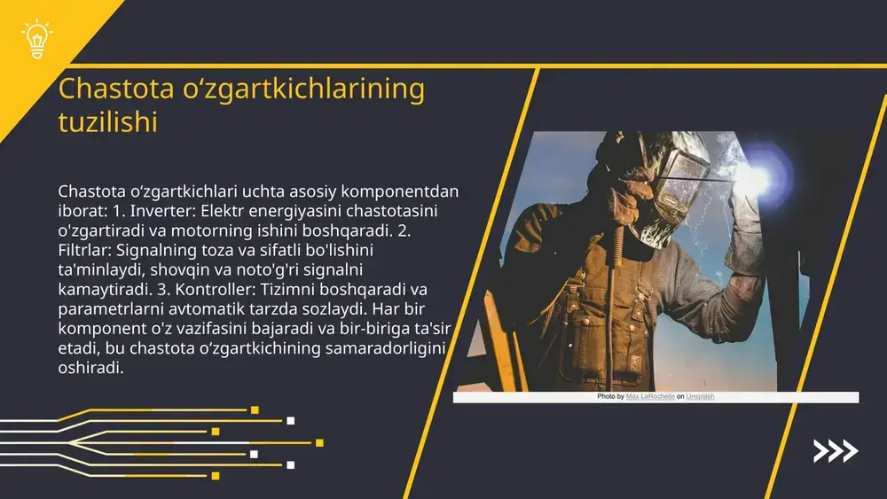 ergiya sarf-xarajatlarini kamaytiradi. 2. qayta tiklanadigan energiya manbalari bilan integratsiya: ular quyosh va shamol energiyasi kabi qayta tiklanadigan manbalar bilan osongina integratsiyalanadi. 3. iot va aqlli tizimlar bilan bogʻlanishi: zamonaviy chastota oʻzgartkichlari iot tizimlari bilan ulanish imkoniyatini beradi, bu esa ularni masofadan boshqarish va monitoring qilish imkonini yaratadi. photo by anton dmitriev on unsplash kelajakda rivojlanish imkoniyatlari zamonaviy chastota oʻzgartkichlari innovatsiyalarning ajralmas qismi bo'lib, ulardan foydalanish ta'lim va tadqiqot sohalarida yangi imkoniyatlar ochmoqda. yangi texnologiyalar va uskunalar chastota oʻzgartkichlarini yanada samarali va energiya tejovchi qilishda muhim rol o'ynamoqda. rivojlanayotgan sohalar, masalan, avtomatlashtirish va qayta tiklanuvchi energiya manbalari, chastota oʻzgartkichlarining kelajagini belgilaydi. ta'lim va tadqiqotlar, ushbu texnologiyalarni rivojlantirishda va qo'llanilishini kengaytirishda muhim ahamiyatga ega. photo by joe holland on unsplash qo'llanilishdagi qiyinchiliklar va yechimlar zamonaviy bilvosita chastota oʻzgartkichlarining muammolari asosan texnik nosozliklar, energiya yoʻqotishlari va yuqori narxlardir. bu muammolar ishlab chiqarish jarayonida samaradorlikni pasaytiradi. muammolarni hal qilish uchun innovatsion yondashuvlar, masalan, …