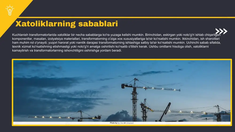 r natijalar. - **kamchiliklari**: har doim aniq bo'lmasligi, ba'zan noto'g'ri natijalar. 2. **statistik tahlil**: ma'lumotlarni to'plash va tahlil qilish orqali xatolarni aniqlaydi. - **afzalliklari**: katta ma'lumotlar bilan ishlash imkoniyati. - **kamchiliklari**: murakkablik, ko'p vaqt talab qilishi. 3. **simulyatsiya usullari**: real sharoitlarni simulyatsiya qilish orqali xatolarni o'rganish. - **afzalliklari**: xatolarni oldindan aniqlash imkoniyati. - **kamchiliklari**: resurslar va vaqt talab qiladi. samarali strategiyalarni amalga oshirish uchun quyidagi qadamlarni bajarish muhimdir: birinchi navbatda, xatoliklarni aniqlash va baholash tizimini yaratish kerak. keyin, xatoliklarni bartaraf etish uchun aniq reja tuzish zarur. ushbu reja doirasida xodimlar uchun treninglar va seminarlar o'tkazish, shuningdek, nazorat va tahlil tizimlarini joriy etish muhim ahamiyatga ega. xatoliklarni bartaraf etish jarayonida bir nechta samarali strategiyalar mavjud. birinchidan, muammoni aniqlash va tahlil qilish juda muhim. bu jarayon xatoliklarning ildiz sabablarini topishga yordam beradi. ikkinchidan, xatoliklarni oldini olish uchun nazorat mexanizmlarini joriy etish zarur. masalan, avtomatik monitoring tizimlari xatoliklarni erta aniqlashda foydali bo'lishi mumkin. …