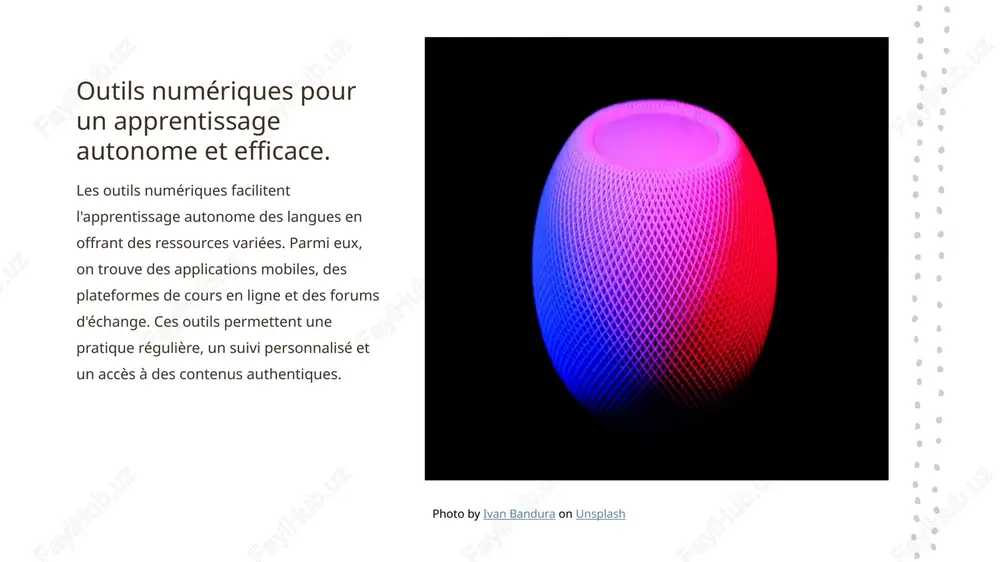 02 expériences éducatives participer à des événements culturels, comme des festivals ou des ateliers, crée des opportunités d'apprentissage interactif, renforçant ainsi la compréhension linguistique et culturelle. 03 échanges linguistiques les échanges avec des locuteurs natifs, que ce soit en ligne ou en personne, permettent de pratiquer la langue dans un contexte réel, favorisant l'acquisition de compétences conversationnelles. stratégies de mémorisation pour enrichir le vocabulaire. les stratégies de mémorisation, telles que la méthode des loci ou l'utilisation de flashcards, facilitent l'enrichissement du vocabulaire. ces techniques permettent de créer des associations visuelles et auditives, rendant l'apprentissage plus dynamique et efficace. - utiliser des images pour chaque mot. - répéter régulièrement les mots appris. - créer des phrases contextuelles pour chaque nouveau terme. photo by samsung memory on unsplash l’évaluation autonome : mesurer ses progrès en langue. 01 évaluer ses compétences l'évaluation autonome permet de mesurer ses compétences linguistiques en se basant sur …