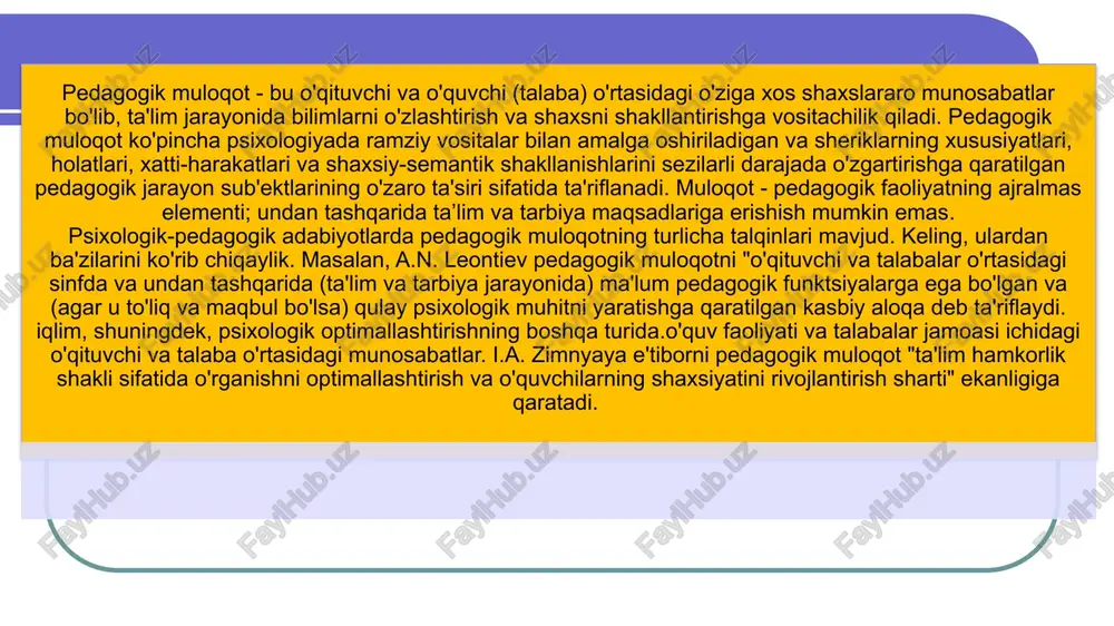 iy va salbiy tomonlarini bilish uchun barcha ma'lumotlarni tekshirish va dastlabki sozlamalarni qayta ko'rib chiqish va u bilan ijobiy tomonlari asosida aloqa o'rnatish, har bir inson qaysidir ma'noda boshqasidan yaxshiroq ekanligini tushunish kerak. pedagogik muloqot jarayonida hamda muomala jarayonidagi to‘siqlarning mavjud bo‘lishi ko‘pincha dialog qatnashchilari orasida turli ziddiyatli vaziyatlarni keltirib chiqaradi. faoliyatlari bevosita shaxslararo muomala asosida quriladigan kasb egalarining mazkur to‘siqlar va ularni engib o‘tish yo‘llari haqidagi bilim va ko‘nikmalarni egallashlari, doimiy ziddiyatlar oqibatida stress holatlarining yuzaga kelishi va bu bilan bog‘liq bo‘lgan turli kasalliklarning oldini olishda muhim omil bo‘lib hisoblanadi. ziddiyat-(lot. conflictus – qarama-qarshilik, konflikt) – tomonlarning yoki hamkorlikdagi sub’ektlarning qarama-qarshi yo‘nalishdagi manfaatlari, maqsadlari, pozitsiyalari, fikr va qarashlari to‘qnashuvidir. ziddiyat har doim ham yuzaga kelgan nizolarni hal etishning samarali usuli bo‘lib hisoblanmaydi, chunki nizo jarayonida paydo bo‘ladigan kuchli emotsiyalar oqibatida tafakkur jarayonlari sekinlashadi, uning doirasi torayadi, psixikaning eng sodda qatlamlari (instinktlar, impulsiv xatti-harakatlar) ishga tushadi. konfliktni qanday qilib boshqarish …