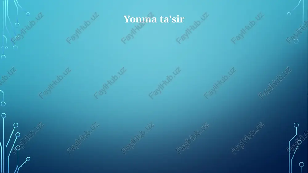 ashuvga (masalan, qutblarda ekvatordan yuqori) biroz bog'liq. o'q otilgan narsaning traektoriyasiga sezilarli ta'sir ko'rsatadi yer effekti: yer yuzasiga yaqin (1 qanot uzunligigacha) havo oqimining o'zgarishi tufayli ko'tarish kuchi ortadi. yuqori va pastki yuzalar orasidagi bosim farqi indutsiyalangan qarshilikni kamaytiradi. misol: monza poyga yo'lida formula 1 mashinalari yuqori tezlikka erishadi aerodinamik kuchlar: qarshilik (harakatga qarshi) va koʻtarish kuchi (harakatga perpendikulyar). miqdori havo zichligiga (balandlik bilan kamayadi), snaryad tezligiga, shakli va yuzasiga bogʻliq. shamol tezligi va yoʻnalishi (masalan, keyp kanaveral kosmodromidagi kuchli qarshi shamol) bularga sezilarli taʼsir koʻrsatadi e'tiboringiz uchun rahmat @taqdimot_robot image1.png image2.png image3.png image4.png image5.png