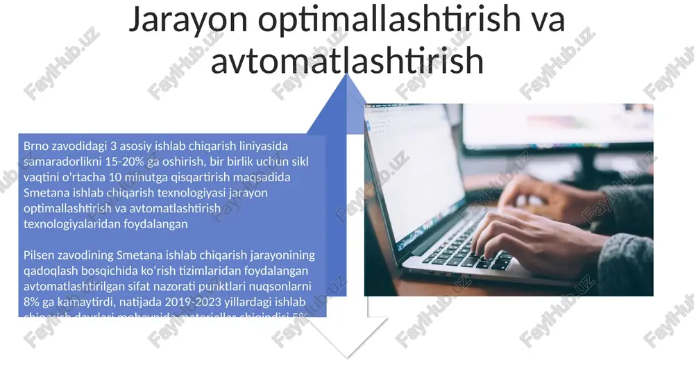 lari) sifatning doimiyligini ta'minlaydi zardob oqsili konsentrati (zok) smetana tuzilmasiga ta'sir qiladi; yuqori zok (masalan, 35-60%) qattiqroq smetana hosil qiladi. laktik kislota bakteriyalari (laktokokkus laktis) yordamida kislotalanish (ph 4.5-4 chiqindi boshqaruvi va yon mahsulotlardan foydalanish smetana ishlab chiqarishda ko'p miqdorda zardob chiqindisi (taxminan sutning 90%) hosil bo'ladi, bu esa yevropa ittifoqi va shimoliy amerika kabi hududlardagi sut zavodlari uchun muhim chiqindi muammosini keltirib chiqaradi smetana ishlab chiqarish korxonalarida tozalash suvlarni qayta ishlash turli texnologiyalarni, zavod hajmi va mahalliy qoidalarga qarab qo'llaydi qaynatish va süzme hosil bo'lishi smetana ishlab chiqarishda koagulyatsiya jarayoni standartlashtirilgan sut (3,5-4% yog‘)ga 2-5% laktobakteriyalar starter madaniyatlarini (masalan, lactococcus lactis) qo‘shib, 20-22°c da 12-18 soat davomida kislotalash (ph <4 qatiq hosil bo'lishi sinerezisni o'z ichiga oladi, ya'ni qatiq massasidan zardob (sut hajmiga taxminan 80%) chiqariladi. bu jarayon harorat (15-25°c) va vaqt (2-4 soat)ni nazorat qilish orqali optimallashtiriladi xavfsizlik va gigiena protokollari smetana ishlab chiqarishda qat'iy sanitariya protokollari talab …