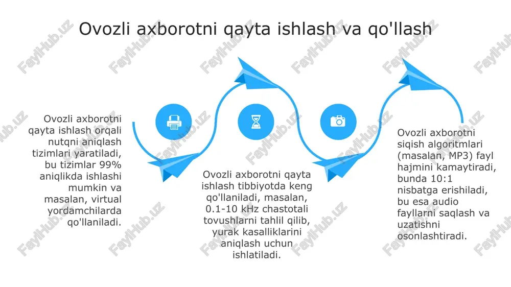 amiyatga ega, chunki u shaxsiy ma'lumotlarni, moliyaviy hisobotlarni va 128-bitli shifrlash kabi himoya usullarini o'z ichiga oladi. axborot texnologiyalari axborot xavfsizligini ta'minlashda muhim rol o'ynaydi, jumladan, 2 faktorli autentifikatsiya va har 6 oyda parolni o'zgartirish kabi usullar orqali. kiberxavfsizlik it xavfsizligining muhim qismi bo'lib, zararli dasturlarga qarshi kurashadi va har yili 3,5 milliondan ortiq kibermakon jinoyatlarini oldini olishga yordam beradi. 06 05 04 03 02 zamonaviy axborot texnologiyalari: tendensiyalar 01 02 sun'iy intellekt (ai) va mashinali o'rganish (ml)ning rivojlanishi turli sohalarda avtomatlashtirish va qaror qabul qilishni yaxshilash orqali 2024-yilda katta o'sishni ko'rsatmoqda. bulutli hisoblash texnologiyalari, jumladan, saas, paas va iaas kabi xizmatlar, xarajatlarni kamaytirish va moslashuvchanlikni oshirish imkonini bergani uchun 75 foiz korxonalar tomonidan qabul qilingan. 03 kiberxavfsizlikka bo'lgan ehtiyoj tobora ortib bormoqda. 2023-yilda ma'lumotlar buzilishi 15 foizga oshdi, bu esa shifrlash, ko'p faktorli autentifikatsiya va xavfsizlikni boshqarish kabi texnologiyalarga investitsiyalarni talab qiladi. xulosa va savol-javoblar xulosa qismida axborot texnologiyalari …