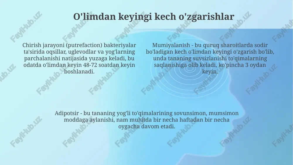 o'limdan keyingi erta o'zgarishlar - Page 4