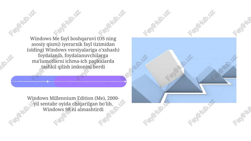 s 7: mashhur voris 01 02 windows 7, 2009-yil 22-oktabrda chiqarilgan bo'lib, vista o'rnini egalladi va 32-bit va 64-bit arxitekturalarda ishlash samaradorligi va barqarorligini yaxshiladi, millionlab foydalanuvchilar va korxonalarga ta'sir ko'rsatdi microsoftning windows 7 operatsion tizimi butun dunyo bo'ylab shaxsiy kompyuterlar va noutbuklar uchun muhim yangilik bo'lib, "start" menyusidagi va windows qidiruvida takomillashtirilgan qidiruv funksiyalari fayl va dasturlarni osonroq topish imkonini berdi sales 1st qtr 2nd qtr 100 0 sales 1st qtr 2nd qtr 100 0 windows 1.0: kamtarona boshlanish oddiy gui interfeysi dastur menejeri, boshqaruv paneli va paint dasturlaridan iborat edi; dastlab dasturlar soni cheklangan; ibm pc/xt/at va mos keladigan kompyuterlarda ishladi qisqa yo'llar yaratish: samaradorlik va qulaylik qisqa yo'l yaratish uchun maqsadli faylga (masalan, "c:\program files\mozilla firefox\firefox.exe") o'ng tugmani bosib, "yuborish" va keyin "ish stoliga (qisqa yo'l yaratish)" ni tanlash kerak. ctrl tugmasini bosib ushlab turgan holda fayllar/papkalarni ish stoliga sudrab qo'yish ham qisqa yo'l yaratadi windows os, …