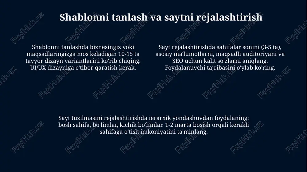 har bir 'alt' tegi tasvir mazmunini aniq tavsiflab berishi, shuningdek, maqsadli kalit so'zlardan 1-2 tasini o'z ichiga olishi zarur. google analytics bilan integratsiya google analytics orqali konversiya darajasini, o'rtacha seans davomiyligini va eng mashhur 5 sahifani kuzatishingiz mumkin, bu sizning kontentingiz samaradorligini baholashga yordam beradi. google analytics integratsiyasi veb-saytingiz trafigini kuzatish uchun zarur. u sahifa ko'rinishlari, seanslar va foydalanuvchi demografiyasi kabi muhim 100 dan ortiq metrikalarni taqdim etadi. google analytics-ni sozlash veb-saytingizga maxsus kuzatuv kodini (odatda 'ua-' yoki 'g-' bilan boshlanadi) kiritishni o'z ichiga oladi, bu esa 24 soat ichida ma'lumotlarni yig'ishni boshlaydi. maslahatlar va uslublar sahifangiz yuklanish tezligini oshirish uchun rasmlarni optimallashtiring. imageoptim yoki tinypng kabi vositalar orqali rasmlarning hajmini 70-80% ga kamaytirish mumkin. tartibli dizayn uchun shablon bo'limlaridan foydalaning. har bir sahifada 3 ta asosiy rangdan ko'p bo'lmagan rang palitrasini saqlang, o'quvchilarning e'tiborini tortish uchun. qulaylik uchun veb-saytingizning pastki qismiga har doim kontaktingiz, ijtimoiy media havolalaringiz va mualliflik …
