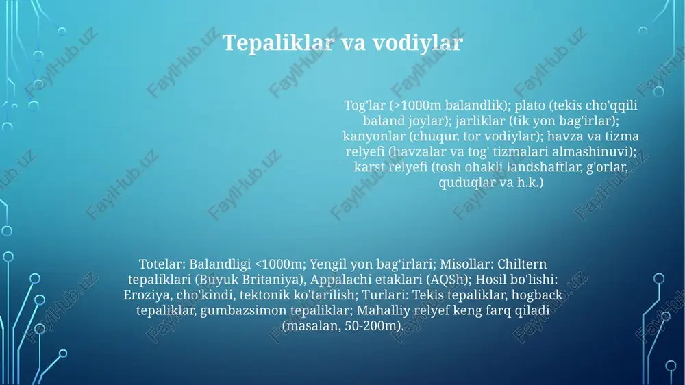 yer relefining asosiy shakli va turlari - Page 4