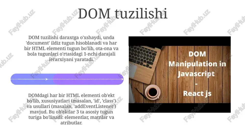 klar react virtual domni ishlatadi, bu esa real domga to'g'ridan-to'g'ri o'zgartirishlar sonini kamaytiradi va shu orqali 16.8 versiyasidan boshlab hooks kabi qulayliklar qo'shilgan. jquery dom manipulyatsiyasini soddalashtiradi, brauzeraro muvofiqlikni ta'minlaydi va ajax kabi ko'plab funksiyalarni qisqa sintaksis bilan taqdim etadi, 2006-yildan beri keng qo'llaniladi. brauzerlararo muvofiqlik dom manipulyatsiyasi uchun turli brauzerlarda, masalan, ie 11 va chrome 90+ da turli xatti-harakatlar bo'lishi mumkin; css xususiyatlari va javascript apilari har xil talqin qilinadi, bu esa moslikni tekshirishni talab qiladi. brauzerlararo muvofiqlikka erishish uchun zamonaviy veb-standartlarga rioya qiling, shuningdek, 10 dan ortiq brauzerlar versiyalarini qo'llab-quvvatlash zarurligini tushunish lozim. polifillar va transpilyatorlardan foydalanish eski brauzerlarni qo'llab-quvvatlashga yordam beradi. xulosa dom manipulyatsiyasi veb-dasturlashda interaktivlikni ta'minlash uchun juda muhimdir, lekin uning samaradorligi va xavfsizligiga 100% e'tibor qaratish lozim, aks holda ishlash va xavfsizlik muammolari kelib chiqishi mumkin. brauzerlararo muvofiqlikni ta'minlash, dom o'zgarishlarini optimallashtirish (reflow va repaint kamaytirish) kabi jihatlar veb-saytingizning 90% foydalanuvchilar uchun yaxshi ishlashiga kafolat …