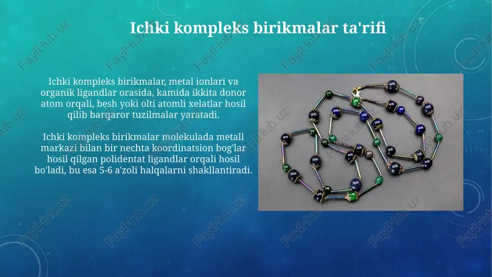 kompleks birikmalar va ichki kompleks birikmalarning ta'rifi va shakllanishi - Page 4