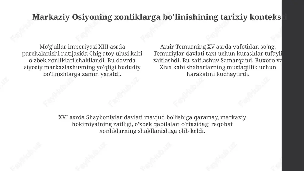 markaziy osiyoning xonliklarga bo'linishi: tarixiy jarayon - Page 4