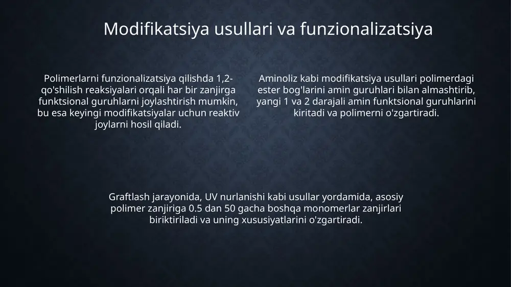 polimerlarning kimyoviy modifikatsiyasi - Page 4
