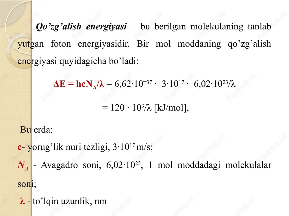 molekulalarning qoʻzgʻalish energiyasi - Page 4