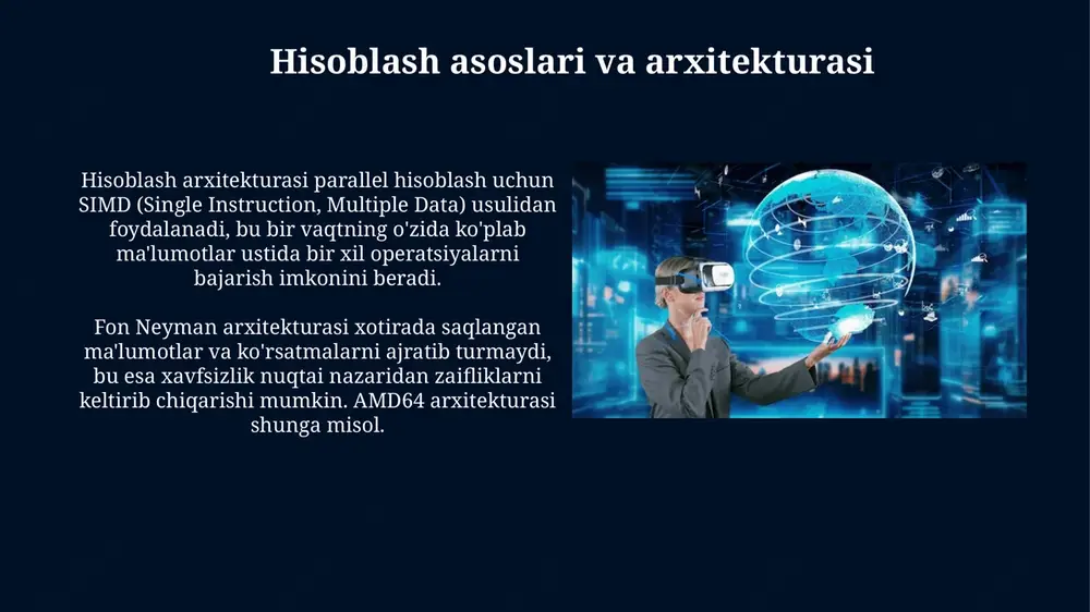 foydalanuvchi interfeyslari, o'zaro ta'sirlar va murakkab mantiqiy funksiyalar ishlab chiqiladi, bu esa 90 fps da silliq ishlashni ta'minlaydi. edge va vr integratsiyasi edge hisoblash vr ma'lumotlarini qayta ishlash tezligini oshiradi, 5g texnologiyasi bilan birgalikda, real vaqtda interaktiv tajribalarni ta'minlab, 20 ms dan kam kechikishga erishadi. vr uchun edge yechimlari foydalanuvchilarning joylashuvi va ehtiyojlariga moslashuvchanlikni ta'minlaydi, 99.99% ishonchlilik darajasiga ega bulutga asoslangan tizimlarni optimallashtiradi. edge computing va vr muammolari va imkoniyatlari edge computing vr uchun kam kechikishli hisoblash imkoniyatini beradi, bu esa 90 gts yangilanish tezligida yuqori sifatli virtual tajribalarni ta'minlash uchun juda muhimdir. ma'lumotlarni qayta ishlash markazlashtirilgan serverlardan chetga ko'chirish tarmoq yukini kamaytiradi va 5g kabi yangi texnologiyalar bilan vr ko'rsatkichlarini optimallashtiradi. xulosa va kelajak yo'nalishlari kelajakda 6g texnologiyasi bilan bog'liq o'zgarishlar, xususan, edge computing va vr tizimlarida 100 barobar tezlik oshishi va yangi ilovalarning paydo bo'lishi kutilmoqda. metaverse va web3 integratsiyasi vrni yangi bosqichga olib chiqadi, blokcheyn texnologiyasi esa …
